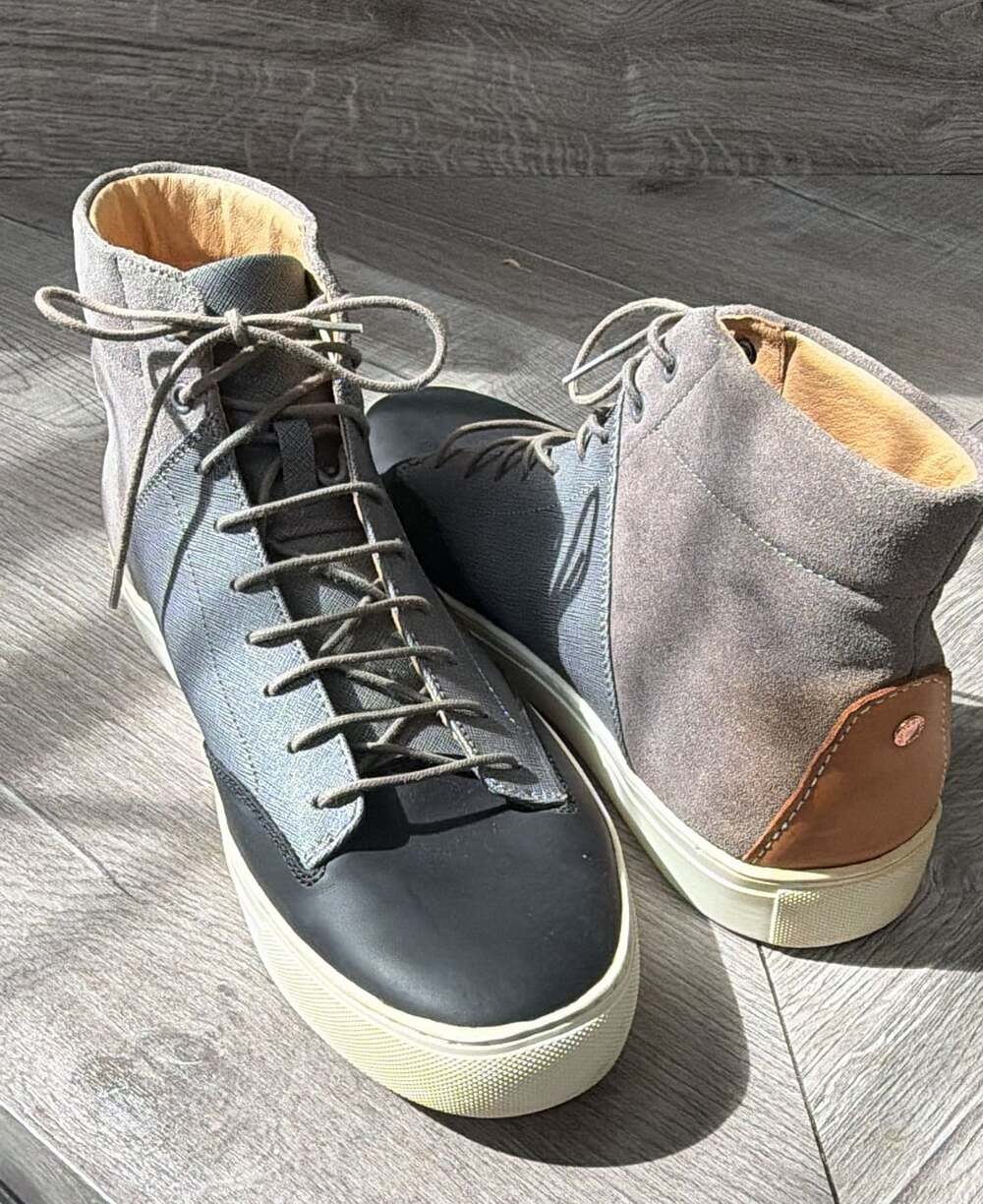 TCG Porter High Top Sneakers Men's Gray Leather Suede